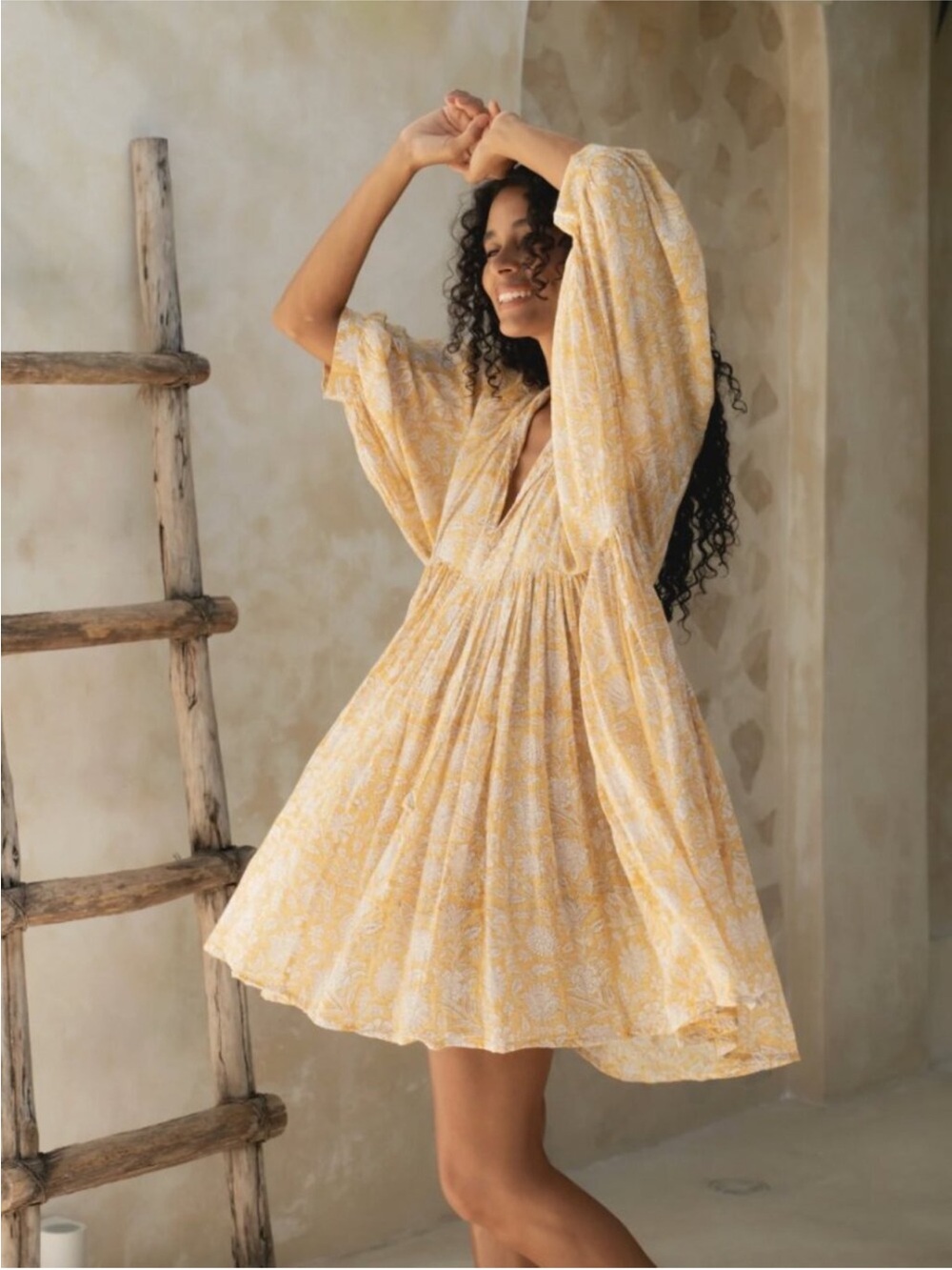 ⭐️Daughters of India Mini Dress yellow⭐️